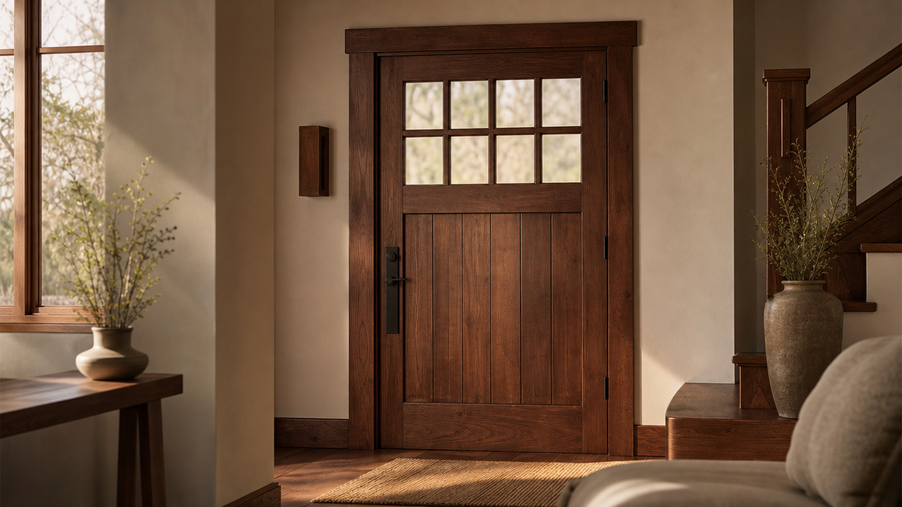 Chestnut entry door